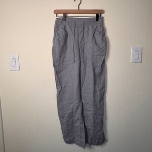 St. Tropez West Pull On Linen Pants Women's MD Grey Resort Lightweight Casual
